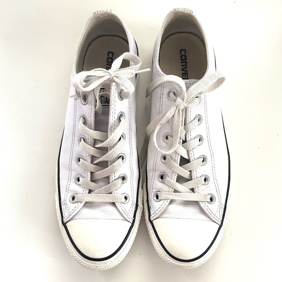 Converse Other - Converse Chick Taylor All Star White Leather Sneakers Size 8